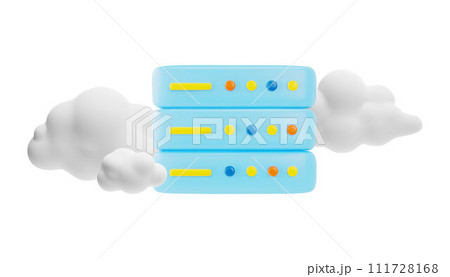 3D clouds with weather forecast widget template, vector cartoon environment climate technology meteorology sample design 111728168