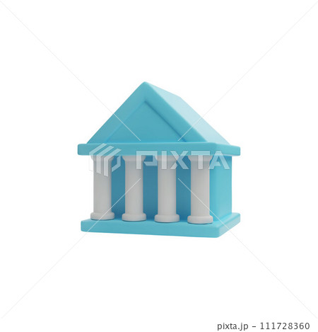 Blue courthouse with columns 3D style, vector illustration 111728360