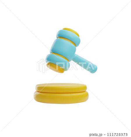 Judge gavel with stand 3d vector icon, court sign legal services, auctioneer accessory, Law and justice symbol, decision Judge gavel with stand 3d vector icon, court sign legal services, auctioneer accessory, Law and justice symbol, decision 111728373