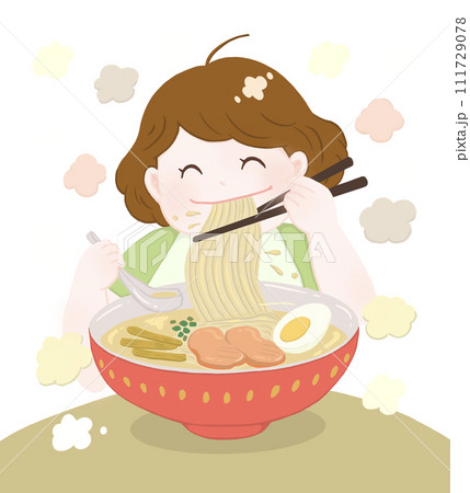 ラーメンを食べる女の子1  111729078