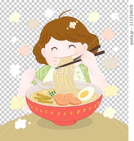 ラーメンを食べる女の子1  111729078