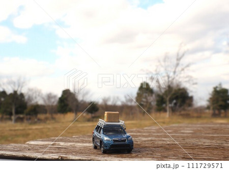 ミニカーのある風景 青空の公園とフォレスター ミニカーのある風景 青空の公園とフォレスター 111729571