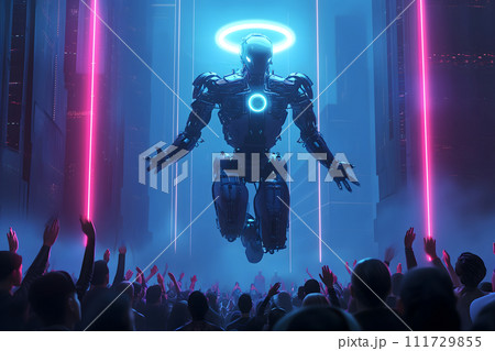 AI-generated content. Cyber god in front of...のイラスト素材 [111729855] - PIXTA