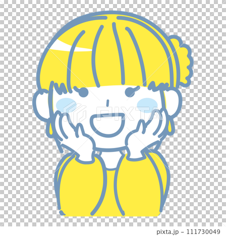 Illustration of a happy young woman with both hands on her cheeks 2 Illustration of a happy young woman with both hands on her cheeks 2 111730049