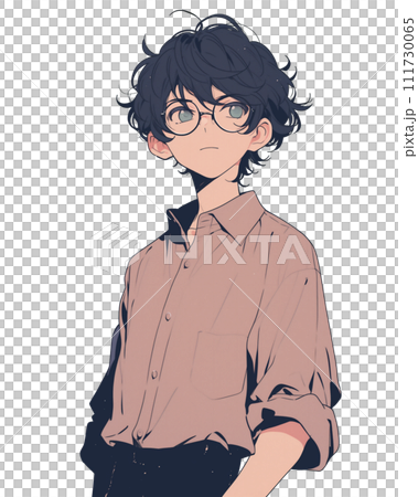 A boy with glasses and slightly curly hair (AI generated image) A boy with glasses and slightly curly hair (AI generated image) 111730065