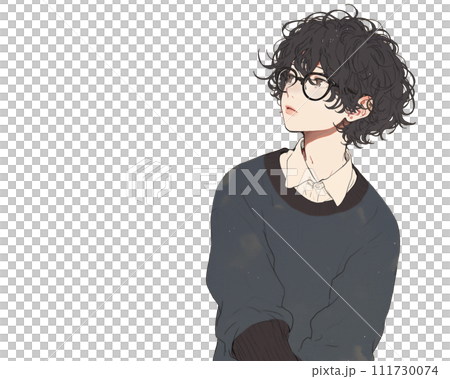 A boy with glasses and slightly curly hair (AI generated image) 111730074