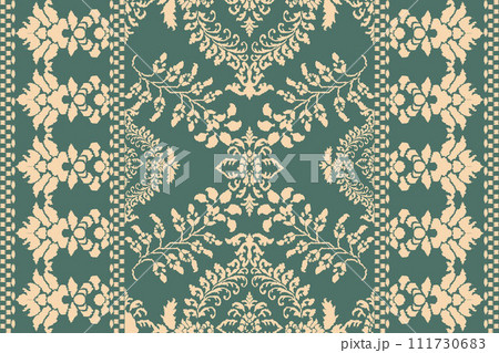 Ikat tribal Indian seamless pattern. Ethnic Aztec fabric carpet mandala ornament native boho chevron textile.Geometric African American oriental traditional vector illustrations. Embroidery style. Ikat tribal Indian seamless pattern. Ethnic Aztec fabric carpet mandala ornament native boho chevron textile.Geometric African American oriental traditional vector illustrations. Embroidery style. 111730683