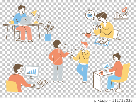 一組在家進行遠距辦公的男人_color 111732039
