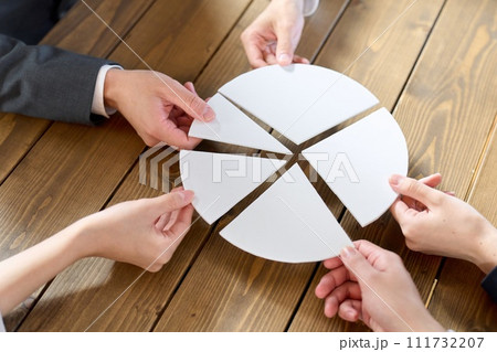 グラフのピースを持つビジネスパーソン 111732207