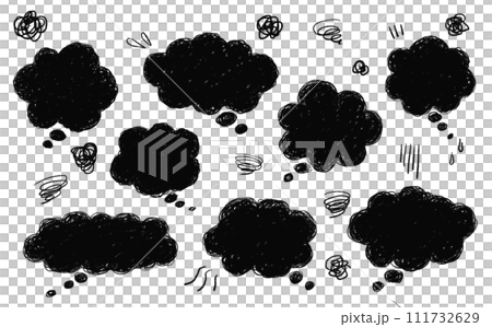 Vector illustration of a hand-drawn speech bubble like a hazy cloud, handwritten illustration 111732629