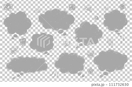 Vector illustration of a hand-drawn speech bubble like a hazy cloud, handwritten illustration 111732630