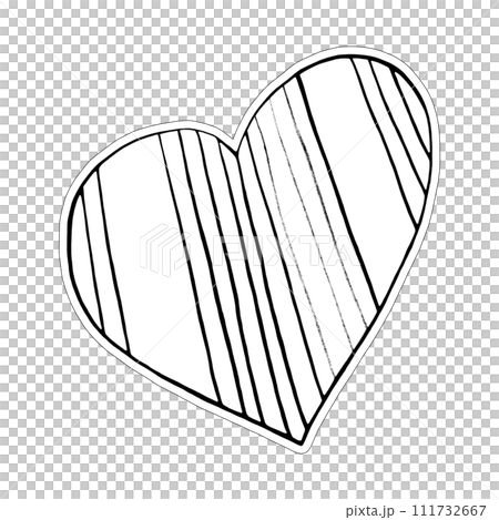 Black Heart Sticker Drawn by Colored Pencil. Heart Shape Isolated on White Background. Black Heart Sticker Drawn by Colored Pencil. Heart Shape Isolated on White Background. 111732667