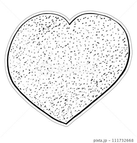 Black Heart Sticker Drawn by Colored Pencil. Heart Shape Isolated on White Background. 111732668