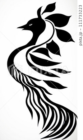 black and white decorative swan. vector illustration 111733223