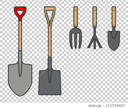 Shovel illustrations of various designs 111733407