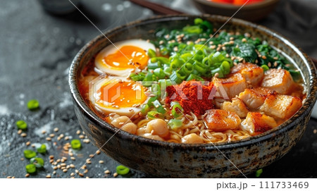 日本の伝統的なそば、うどんの定食 日本の伝統的なそば、うどんの定食 111733469