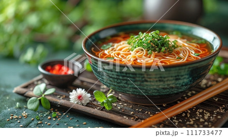 日本の伝統的なそば、うどんの定食 日本の伝統的なそば、うどんの定食 111733477