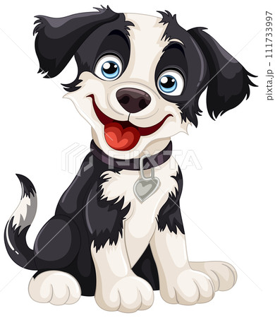 Happy Puppy with Heart Tag Illustration 111733997