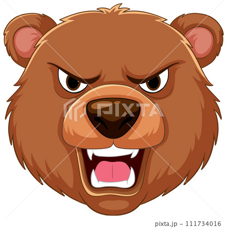 Fierce Brown Bear Head Illustration 111734016
