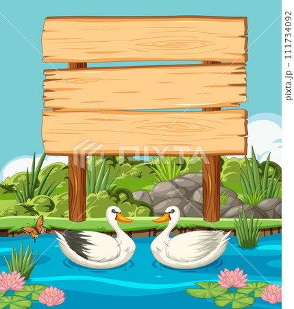 Ducks at the Pond Wooden Signboard Ducks at the Pond Wooden Signboard 111734092