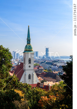 View to the famous St. Martin's Cathedral and the old town in Bratislava, Slovakia View to the famous St. Martin's Cathedral and the old town in Bratislava, Slovakia 111734187