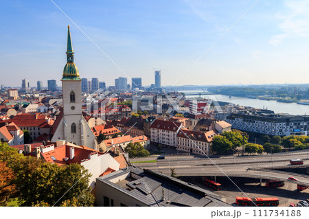 View to the famous St. Martin's Cathedral and the old town in Bratislava, Slovakia View to the famous St. Martin's Cathedral and the old town in Bratislava, Slovakia 111734188