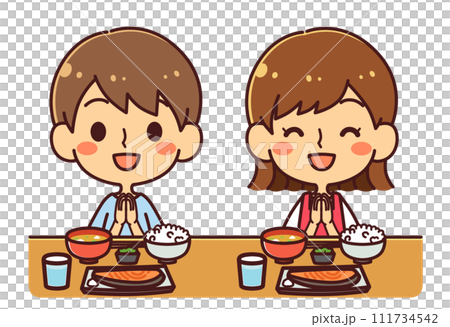 Children making itadakimasu illustration material 111734542