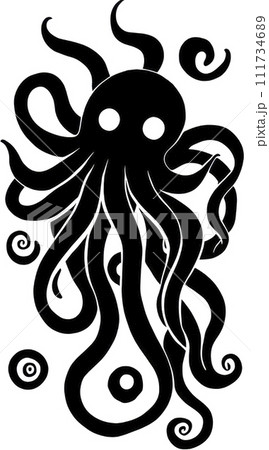 Animal concept. Black and white octopus silhouette. 111734689