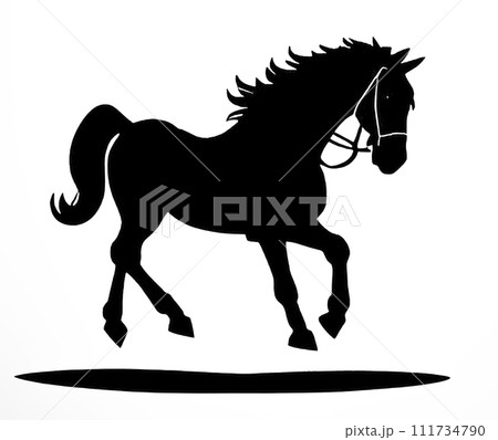 Animal concept. Black and white running horse silhouette. 111734790