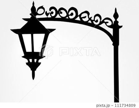 Black and white decorative street lamp. 111734809