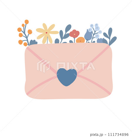 Letter love post flowers flat design 111734896