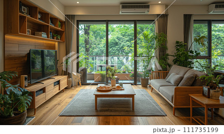 ソファのある広いリビングルーム ソファのある広いリビングルーム 111735199