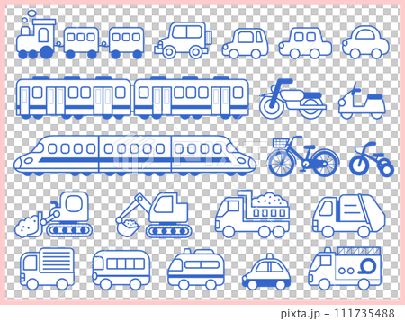 Cute vehicle icon set Cute vehicle icon set 111735488