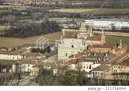 Nice landscape view of Certosa of Pavia monastery and sanctuary 111736004