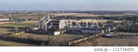 Nice panorama view of Certosa of Pavia monastery and sanctuary 111736005
