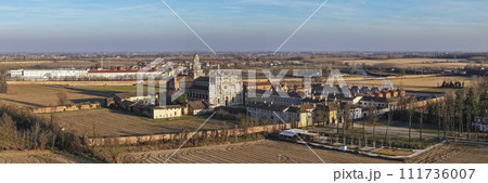 Landscape shot of Certosa of Pavia monastery and sanctuary 111736007