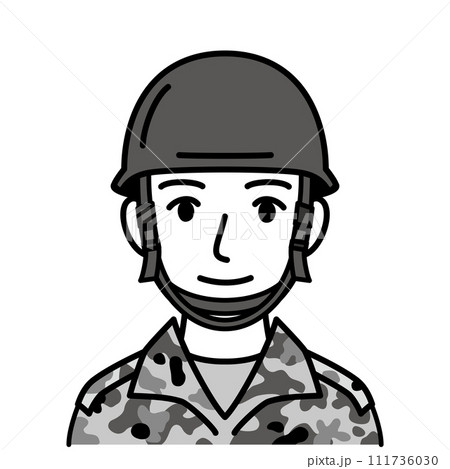 自衛官の男性 白黒 自衛官の男性 白黒 111736030