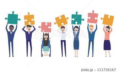 ダイバーシティを推進する企業で働く笑顔のビジネスチーム 111736167