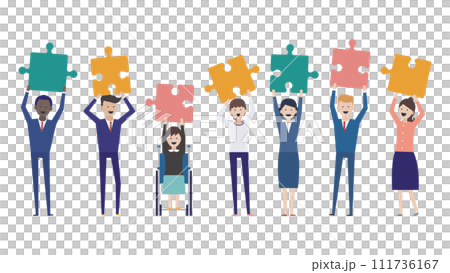 ダイバーシティを推進する企業で働く笑顔のビジネスチーム 111736167