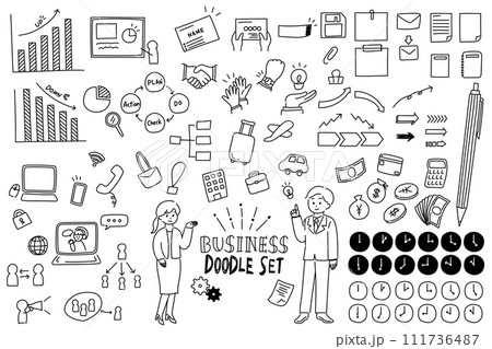 手書きのビジネスイラストセット 手書きのビジネスイラストセット 111736487
