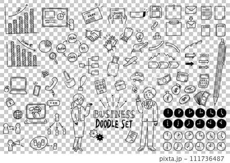 手書きのビジネスイラストセット 手書きのビジネスイラストセット 111736487