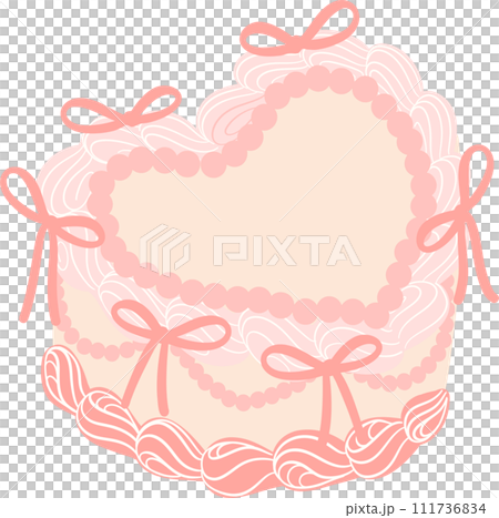 Coquette cake, vintage retro cake illustration 111736834