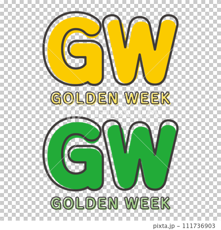 カラフルなゴールデンウィークの版ズレロゴのセット 111736903
