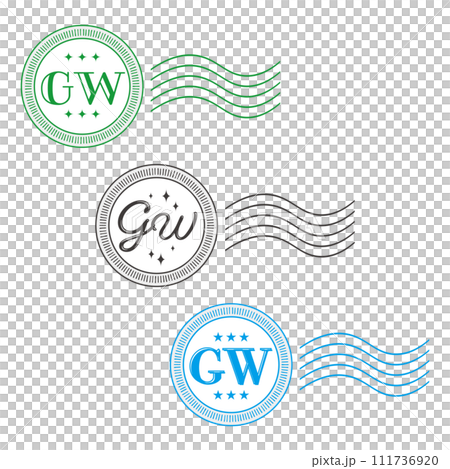 Golden Week postmark style stamp variation set 111736920