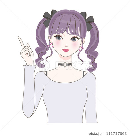 右手で指差しする女の子 111737068