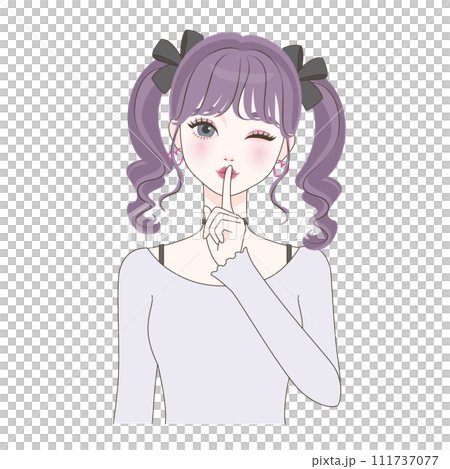 内緒ポーズの女の子 111737077