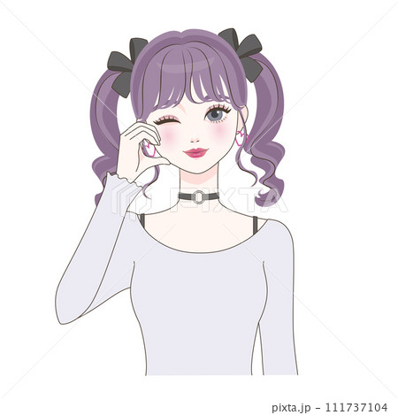 頬ハートの女性 111737104