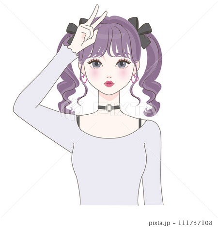 ピースをする女の子 111737108