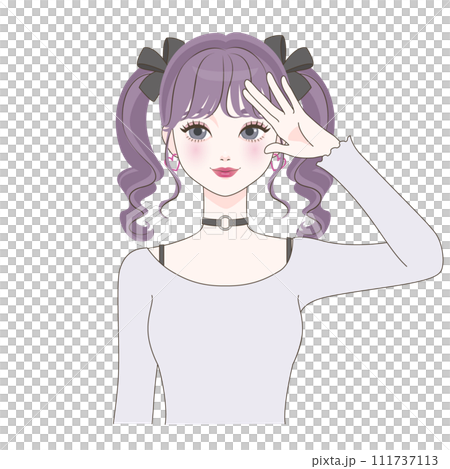 敬礼ポーズの女の子 111737113