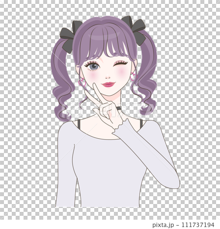 ピースをする女の子 111737194